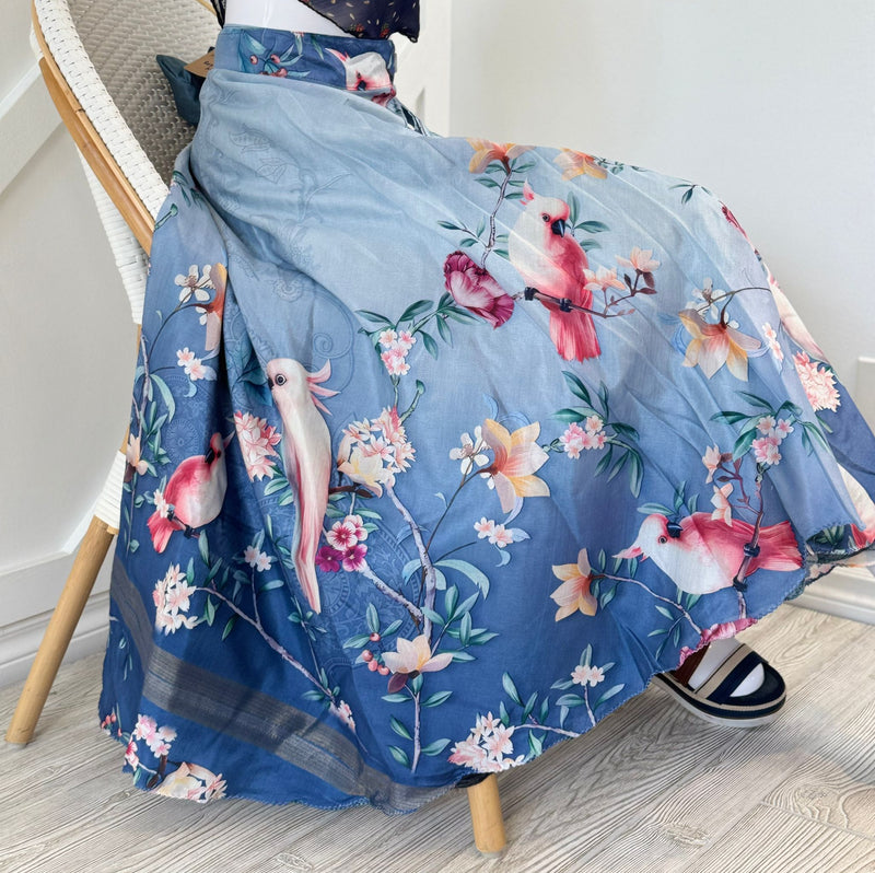 Dola Silk Digital print Premium Regular Ankle skirt - AS017 - Rangeelaa - Fairtrade Sustainable Women's Clothingsaree wrap skirts