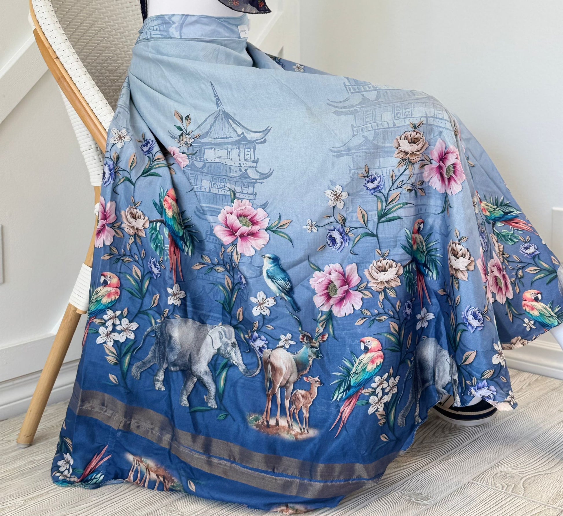 Dola Silk Digital print Premium Regular Ankle skirt - BS017 - Rangeelaa - Fairtrade Sustainable Women's Clothingsaree wrap skirts