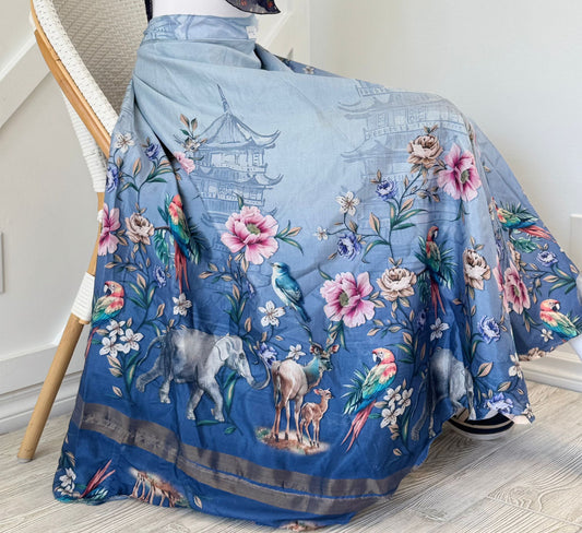 Dola Silk Digital print Premium Regular Ankle skirt - BS017 - Rangeelaa - Fairtrade Sustainable Women's Clothingsaree wrap skirts
