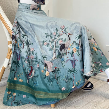 Dola Silk Digital print Premium Regular Ankle skirt - BS021 - Rangeelaa - Fairtrade Sustainable Women's Clothingsaree wrap skirts