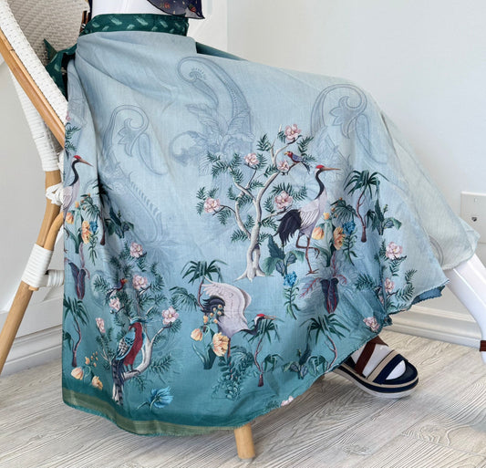 Dola silk Digital print Premium Regular Calf Skirt - AS009 - Rangeelaa - Fairtrade Sustainable Women's Clothingsaree wrap skirts