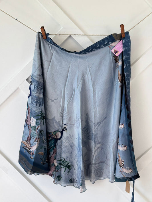 Dola silk Digital print Premium Regular Calf Skirt - BS014 - Rangeelaa - Fairtrade Sustainable Women's Clothingsaree wrap skirts