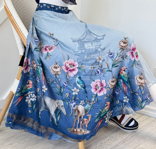 Dola silk Digital print Premium Regular Calf Skirt - BS016 - Rangeelaa - Fairtrade Sustainable Women's Clothingsaree wrap skirts