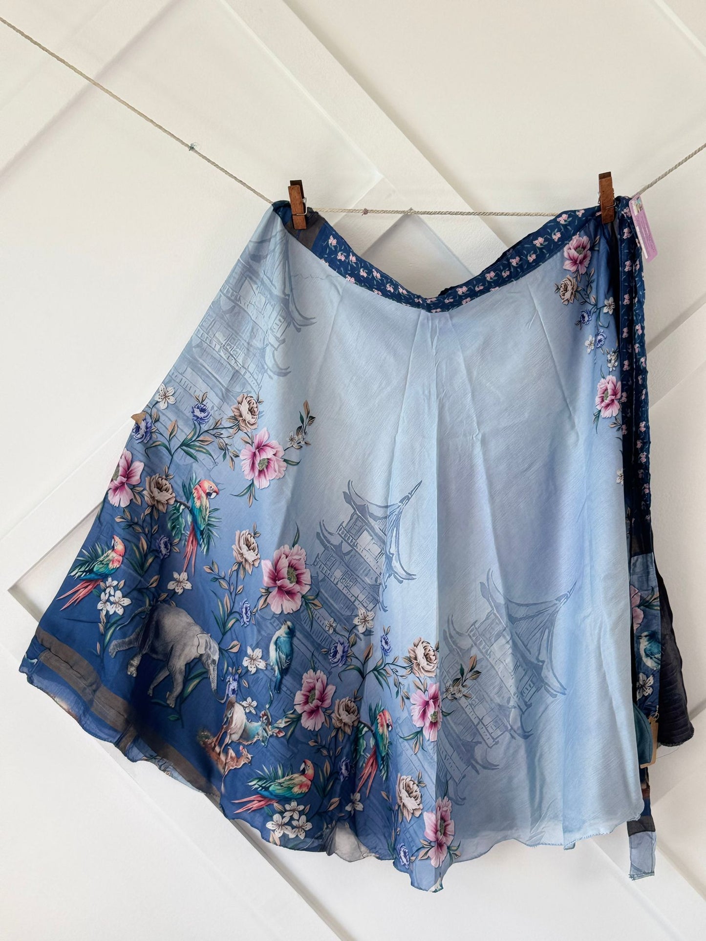Dola silk Digital print Premium Regular Calf Skirt - BS016 - Rangeelaa - Fairtrade Sustainable Women's Clothingsaree wrap skirts