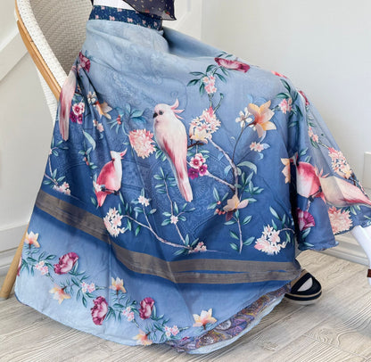 Dola silk Digital print Premium XL Ankle skirt - AS005 - Rangeelaa - Fairtrade Sustainable Women's Clothingsaree wrap skirts