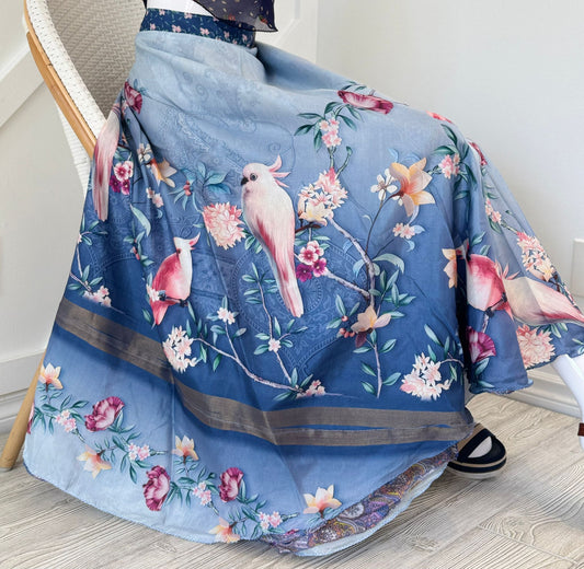 Dola silk Digital print Premium XL Ankle skirt - AS005 - Rangeelaa - Fairtrade Sustainable Women's Clothingsaree wrap skirts
