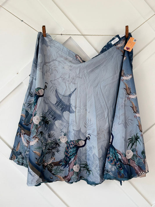 Dola silk Digital print Premium XL Ankle skirt - AS015 - Rangeelaa - Fairtrade Sustainable Women's Clothingsaree wrap skirts