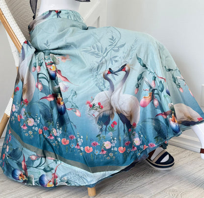 Dola silk Digital print Premium XL Ankle skirt - BS002 - Rangeelaa - Fairtrade Sustainable Women's Clothingsaree wrap skirts