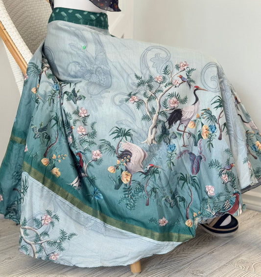 Dola silk Digital print Premium XL Ankle skirt - BS005 - Rangeelaa - Fairtrade Sustainable Women's Clothingsaree wrap skirts