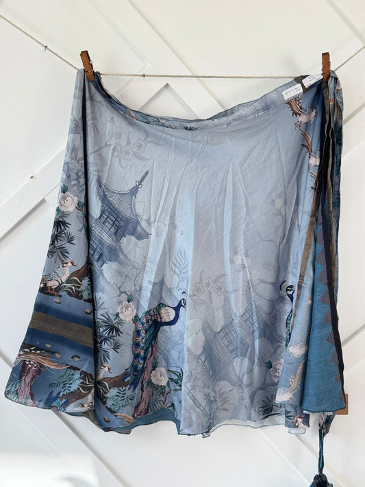 Dola silk Digital print Premium XL Calf skirt - AS008 - Rangeelaa - Fairtrade Sustainable Women's Clothingsaree wrap skirts
