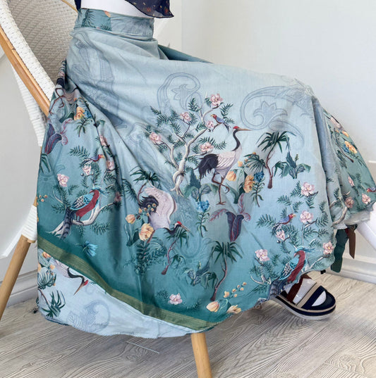 Dola silk Digital print Premium XL Calf skirt - BS004 - Rangeelaa - Fairtrade Sustainable Women's Clothingsaree wrap skirts