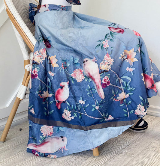 Dola silk Digital print Premium XL Calf skirt - BS011 - Rangeelaa - Fairtrade Sustainable Women's Clothingsaree wrap skirts