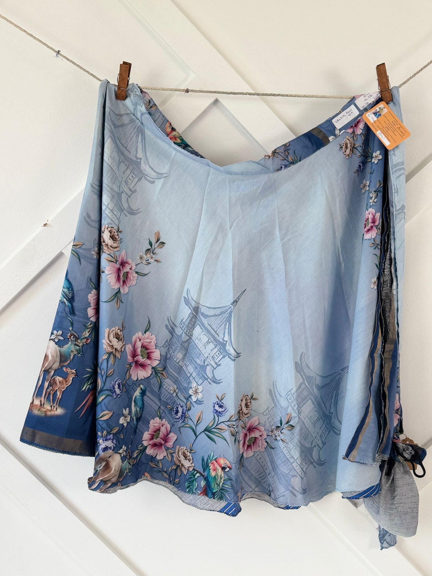 Dola silk Digital print Premium XL Tea skirt - AS004 - Rangeelaa - Fairtrade Sustainable Women's Clothingsaree wrap skirts