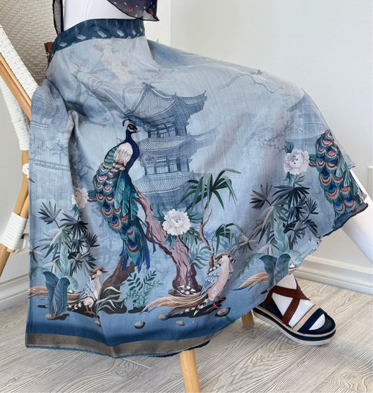 Dola silk Digital print Premium XL Tea skirt - AS013 - Rangeelaa - Fairtrade Sustainable Women's Clothingsaree wrap skirts