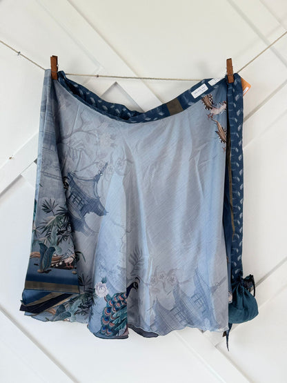 Dola silk Digital print Premium XL Tea skirt - AS013 - Rangeelaa - Fairtrade Sustainable Women's Clothingsaree wrap skirts
