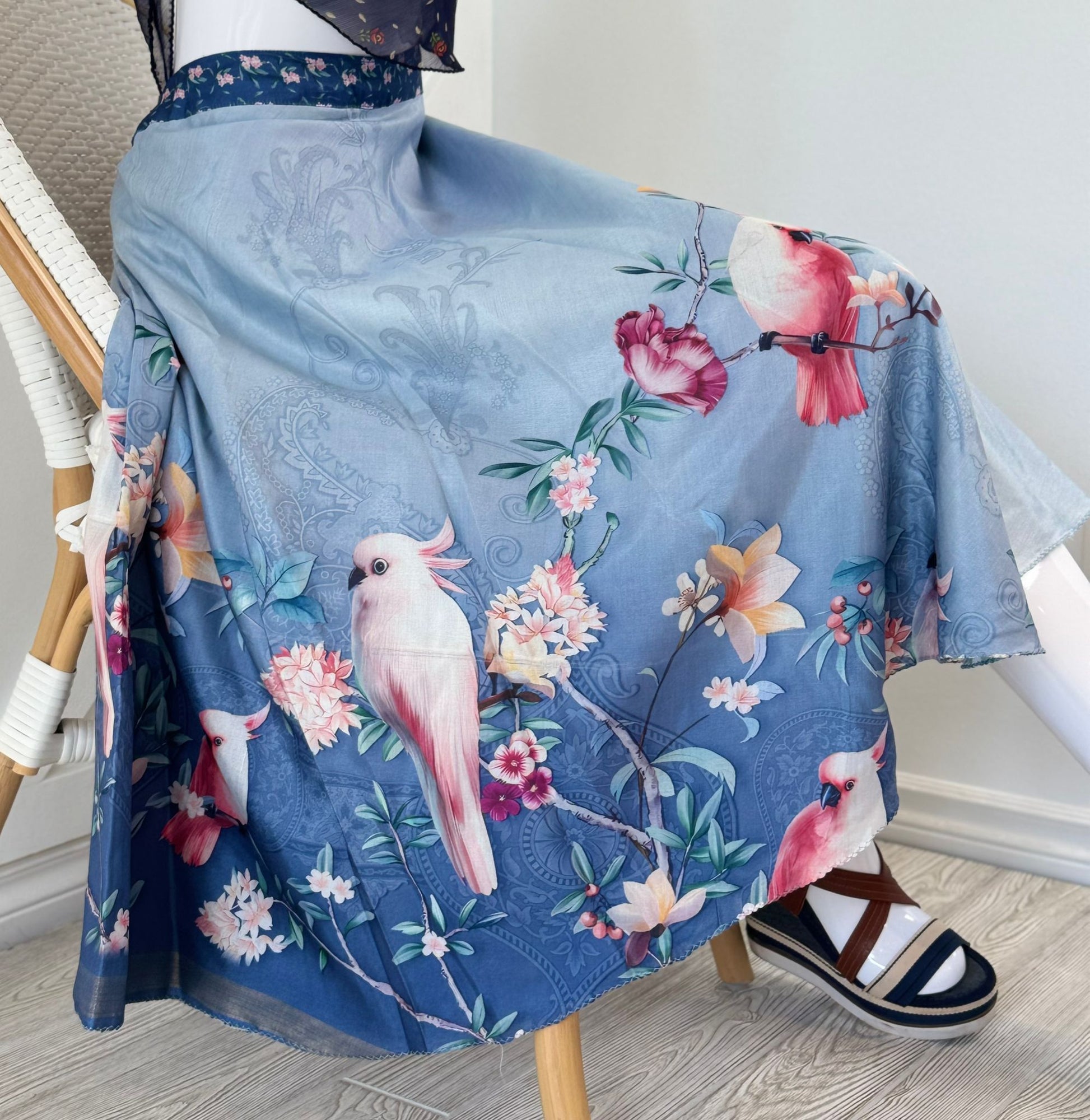 Dola silk Digital print Premium XL Tea skirt - AS018 - Rangeelaa - Fairtrade Sustainable Women's Clothingsaree wrap skirts