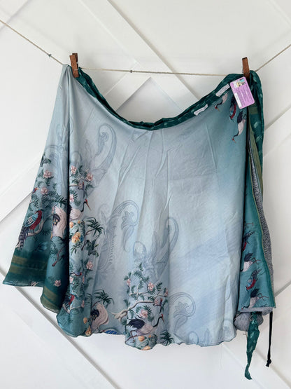 Dola silk Digital print Premium XL Tea skirt - BS001 - Rangeelaa - Fairtrade Sustainable Women's Clothingsaree wrap skirts