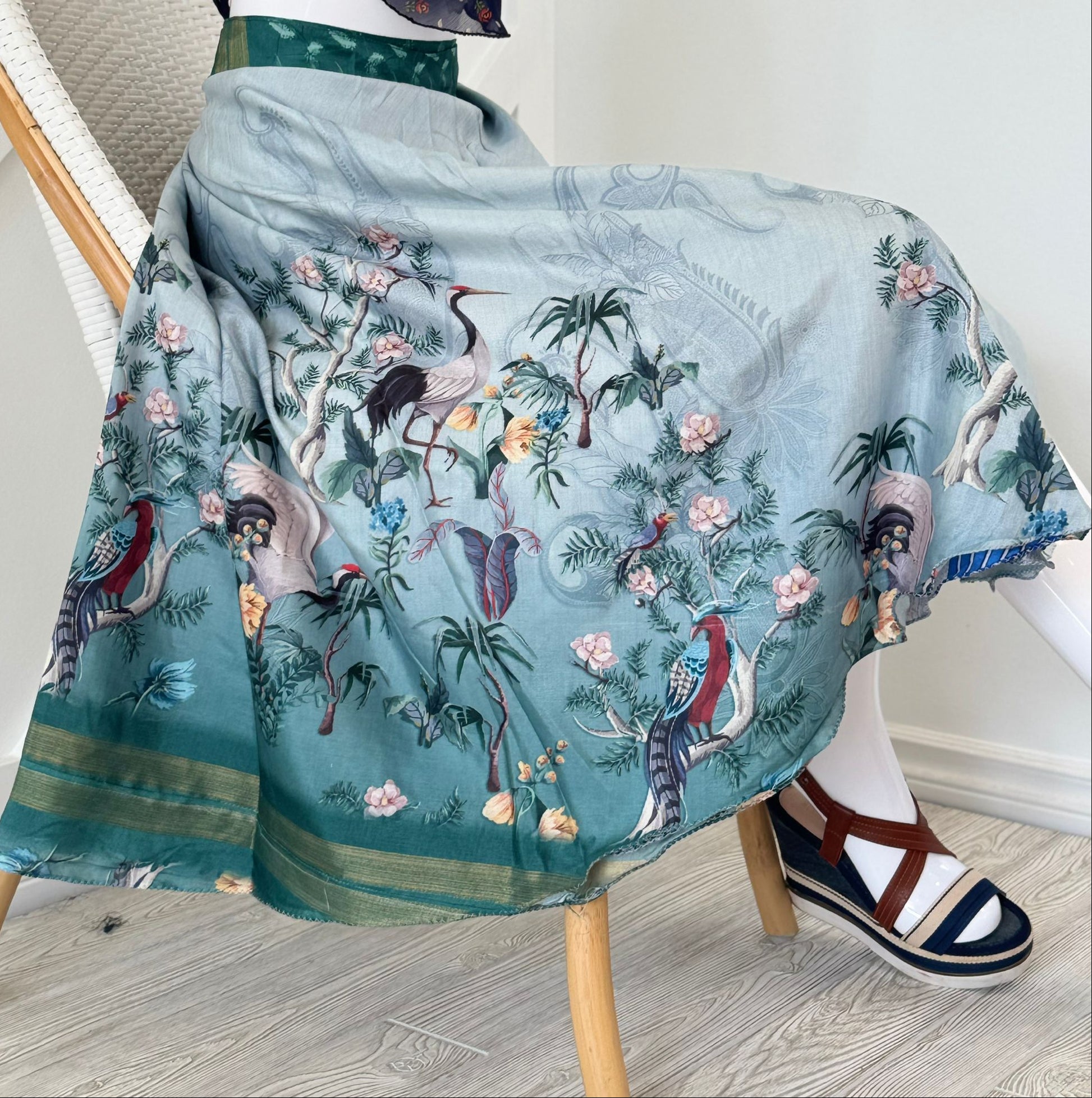 Dola silk Digital print Premium XL Tea skirt - BS001 - Rangeelaa - Fairtrade Sustainable Women's Clothingsaree wrap skirts