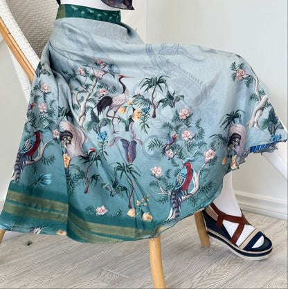 Dola silk Digital print Premium XL Tea skirt - BS001 - Rangeelaa - Fairtrade Sustainable Women's Clothingsaree wrap skirts
