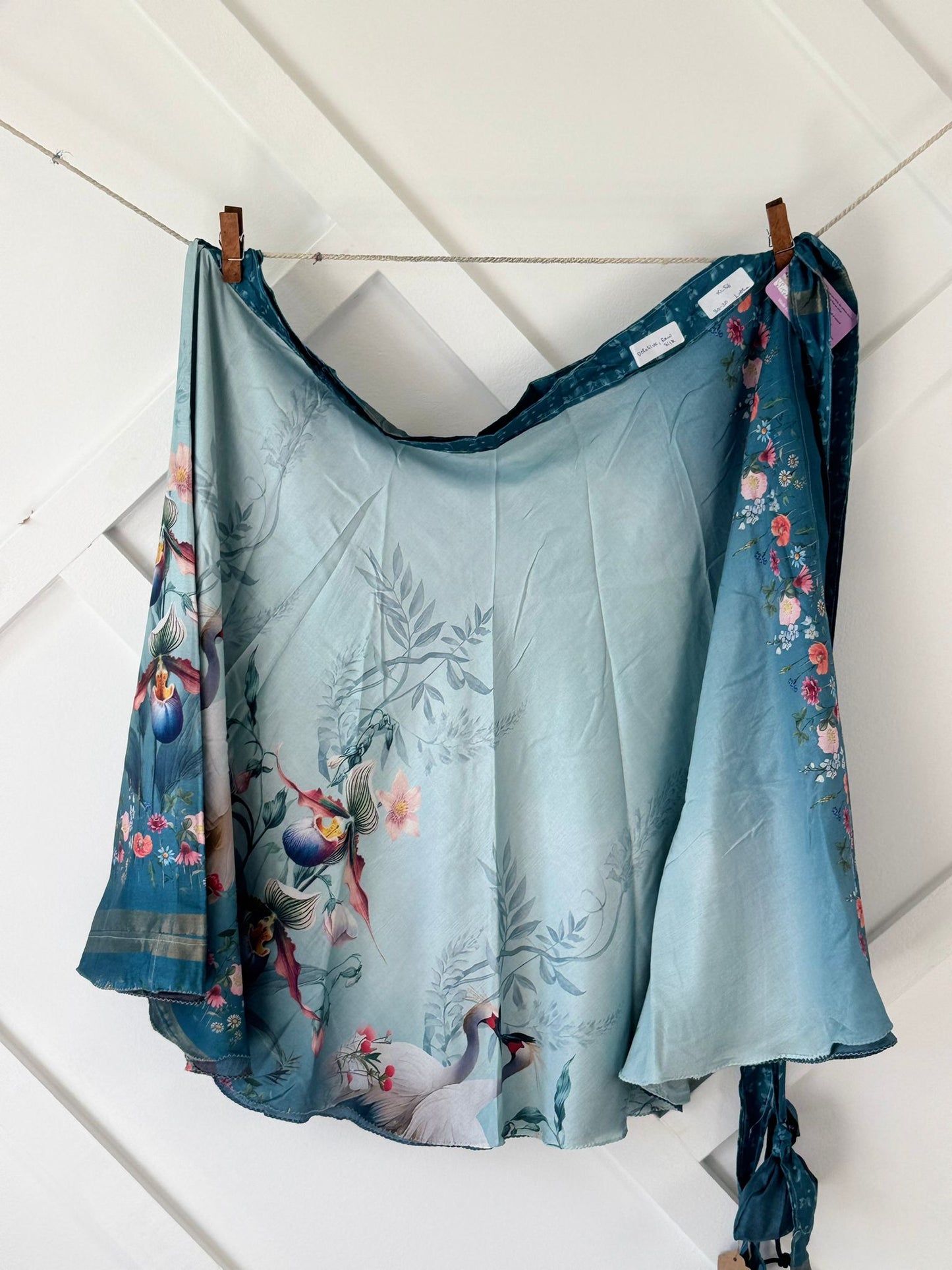 Dola silk Digital print Premium XL Tea skirt - BS010 - Rangeelaa - Fairtrade Sustainable Women's Clothingsaree wrap skirts