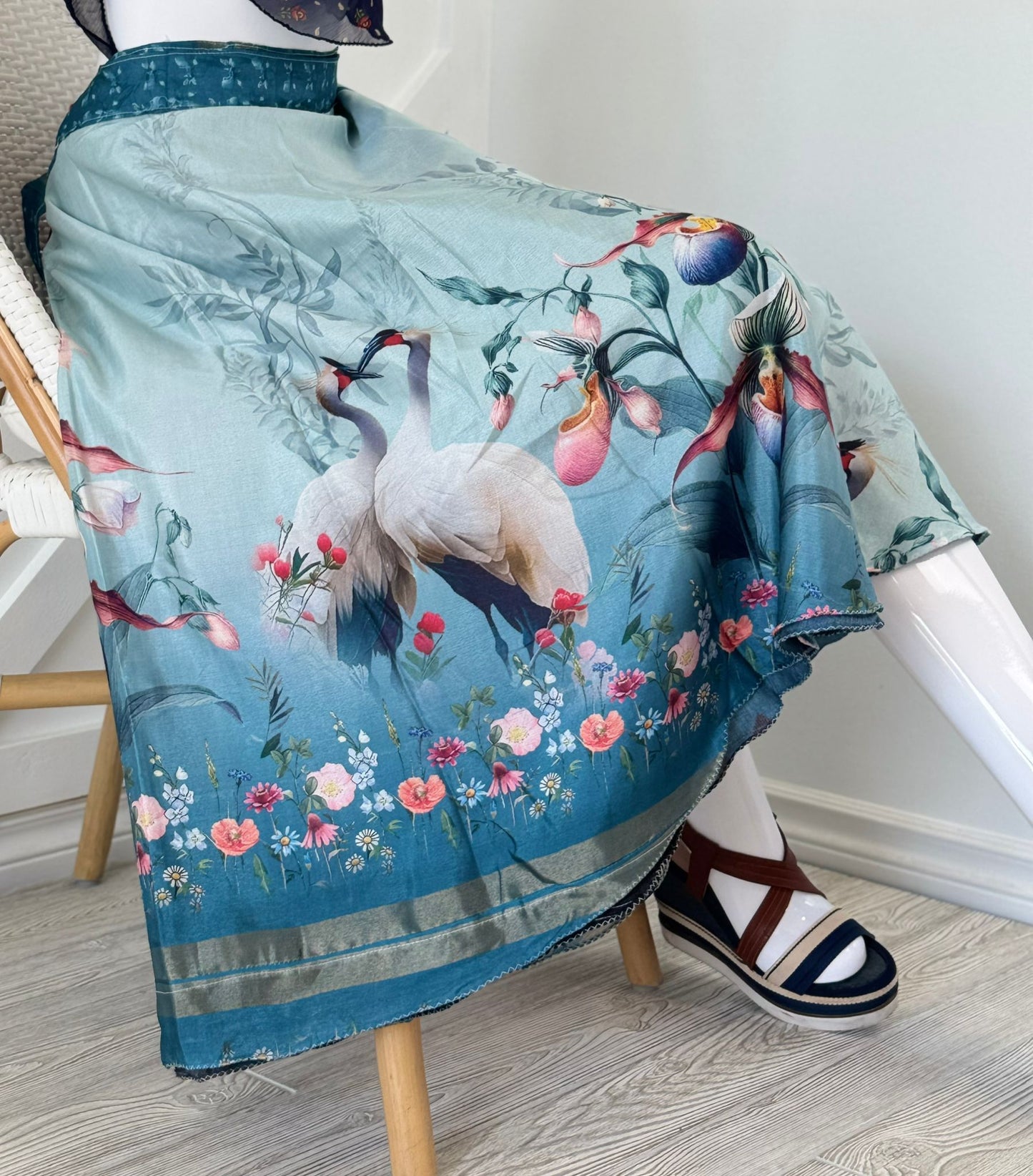 Dola silk Digital print Premium XL Tea skirt - BS010 - Rangeelaa - Fairtrade Sustainable Women's Clothingsaree wrap skirts