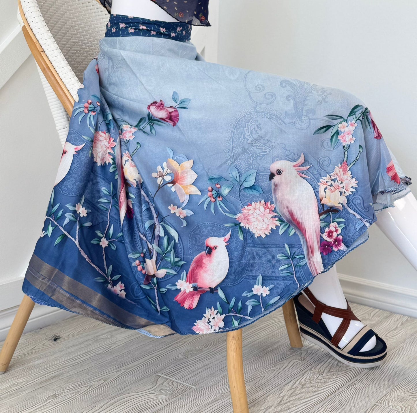 Dola silk Digital print Premium XL Tea skirt - BS020 - Rangeelaa - Fairtrade Sustainable Women's Clothingsaree wrap skirts