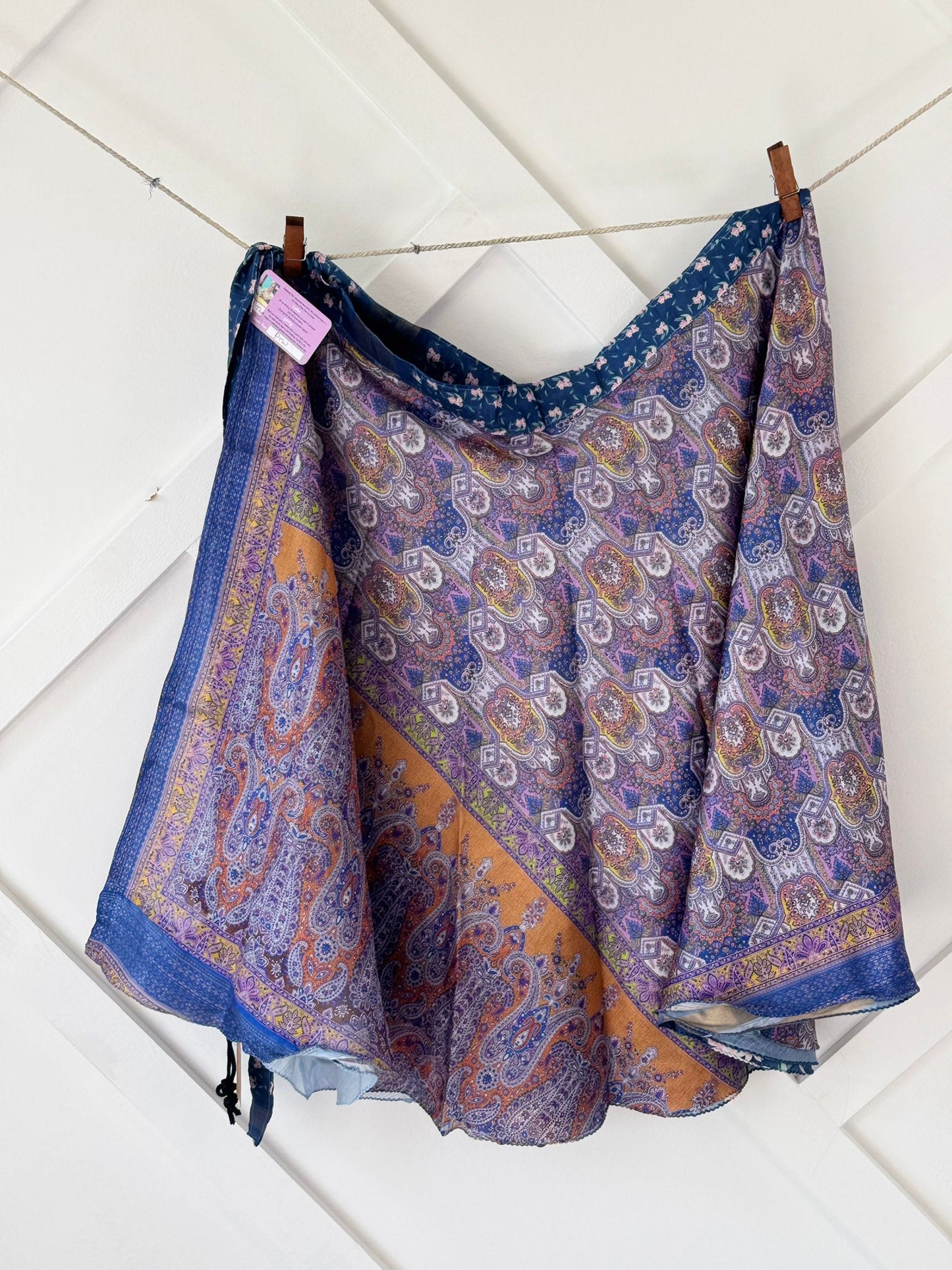 Dola silk Digital print Premium XL Tea skirt - BS020 - Rangeelaa - Fairtrade Sustainable Women's Clothingsaree wrap skirts