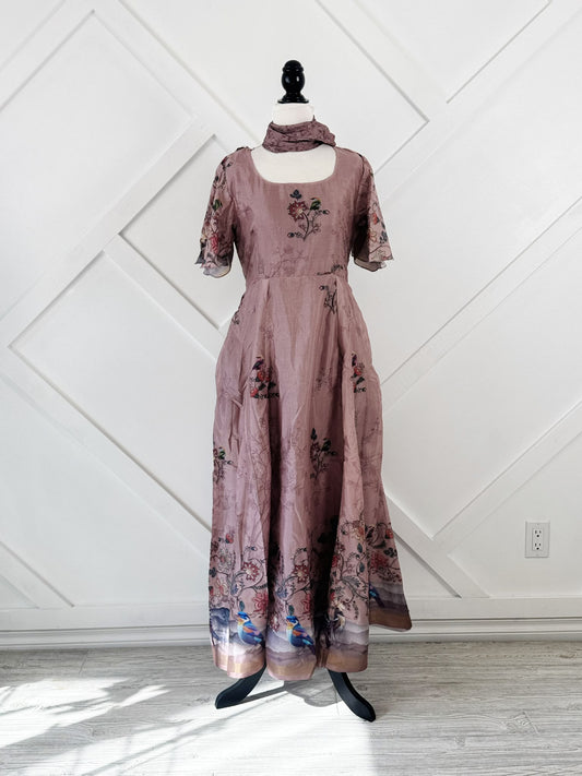Dola Silk slim Petite Regular Lined Rani Dress with scarf-ED039 - Rangeelaa- Fairtrade Sustainable Women's Clothingdresses