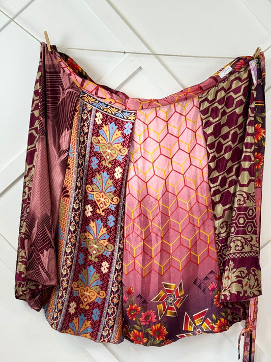 Festive Goddess Ankle Patch work Wrap Skirt-CS004 - Rangeelaa- Fairtrade Sustainable Women's Clothingskirts