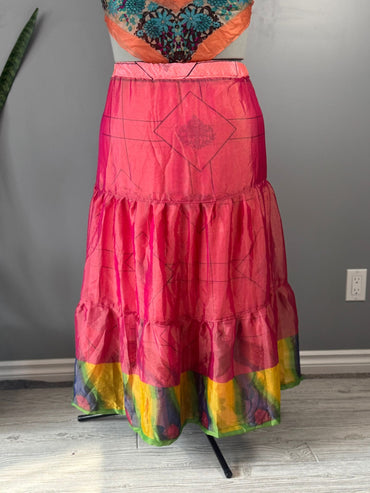 Festive plus Ankle Drawstring Skaya Tiered Skirt - J0069 - Rangeelaa - Fairtrade Sustainable Women's Clothing