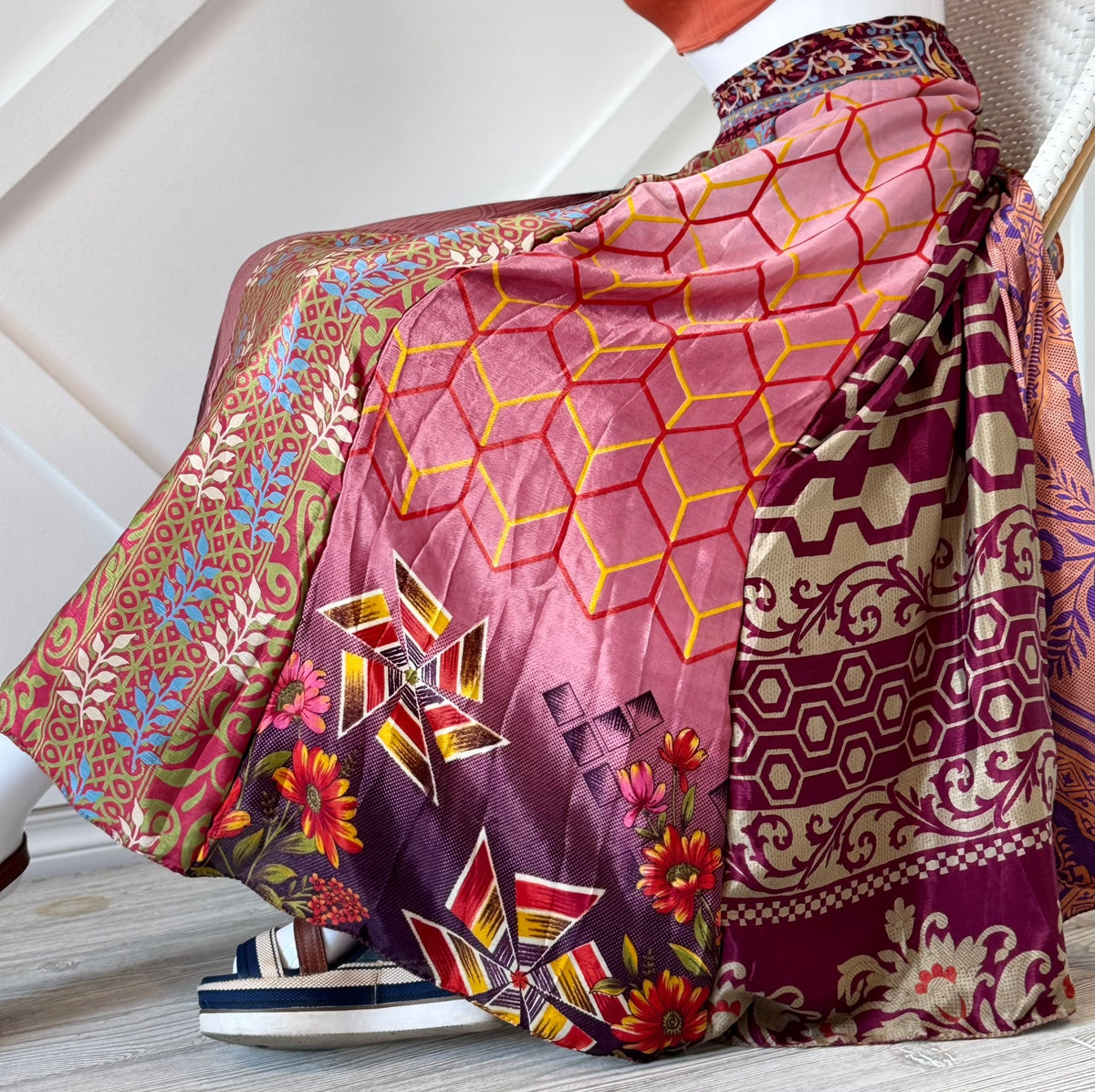 Festive Regular Ankle Patch work Wrap Skirt-CS005 - Rangeelaa- Fairtrade Sustainable Women's Clothingskirts