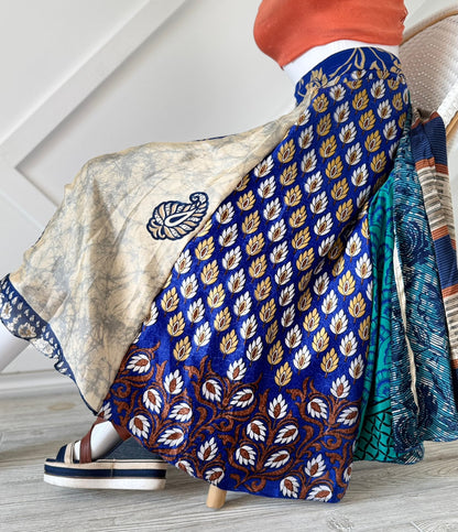 Festive Regular Calf Patch work Wrap Skirt-FS002 - Rangeelaa- Fairtrade Sustainable Women's Clothingskirts