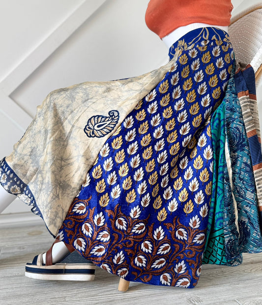 Festive Regular Calf Patch work Wrap Skirt-FS002 - Rangeelaa- Fairtrade Sustainable Women's Clothingskirts