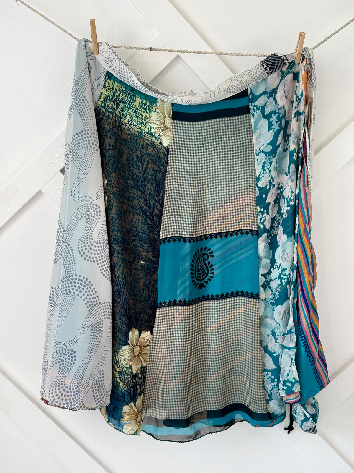 Festive Regular Calf Patch work Wrap Skirt-FS004 - Rangeelaa- Fairtrade Sustainable Women's Clothingskirts