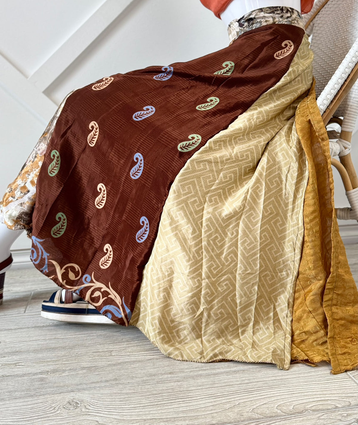 Festive XL Ankle Patch work Wrap Skirt-CS001 - Rangeelaa- Fairtrade Sustainable Women's Clothingskirts