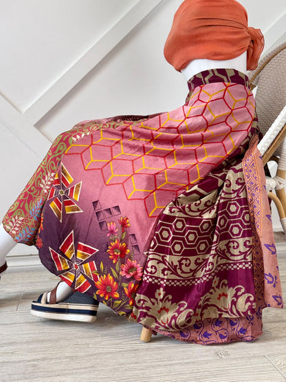 Festive XL Ankle Patch work Wrap Skirt-CS007 - Rangeelaa- Fairtrade Sustainable Women's Clothingskirts