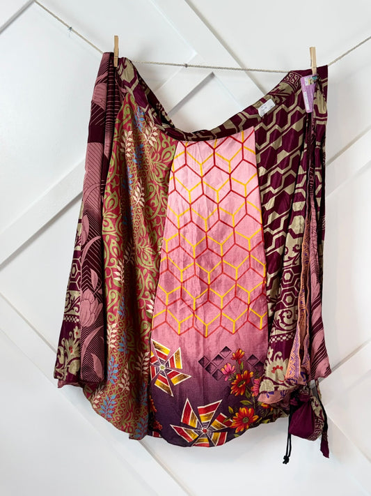 Festive XL Ankle Patch work Wrap Skirt-CS007 - Rangeelaa- Fairtrade Sustainable Women's Clothingskirts