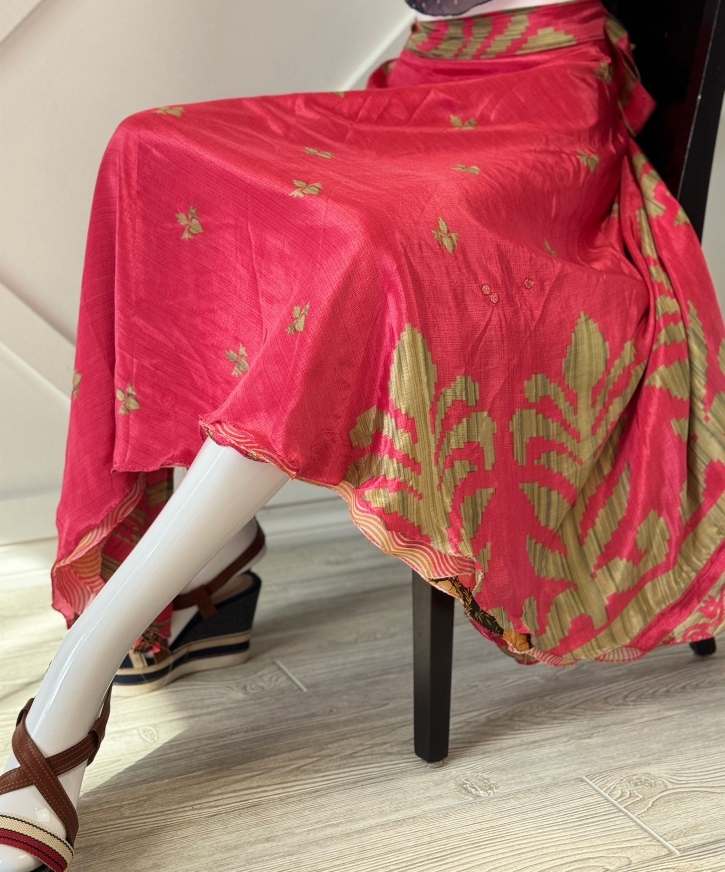 Festive XL Ankle skirt - M042 - Rangeelaa - Fairtrade Sustainable Women's Clothingsaree wrap skirts