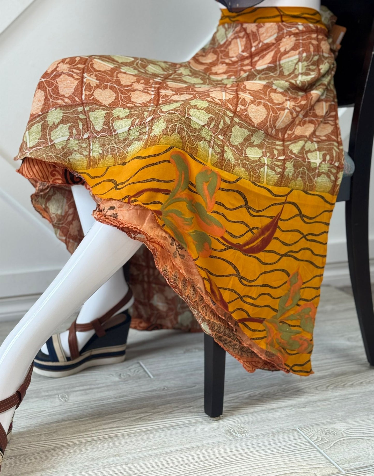 Festive XL Calf skirt - M040 - Rangeelaa - Fairtrade Sustainable Women's Clothingsaree wrap skirts