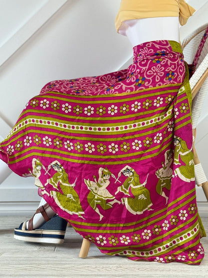 Festive XL calf skirt-W015 - Rangeelaa- Fairtrade Sustainable Women's Clothingsaree wrap skirts