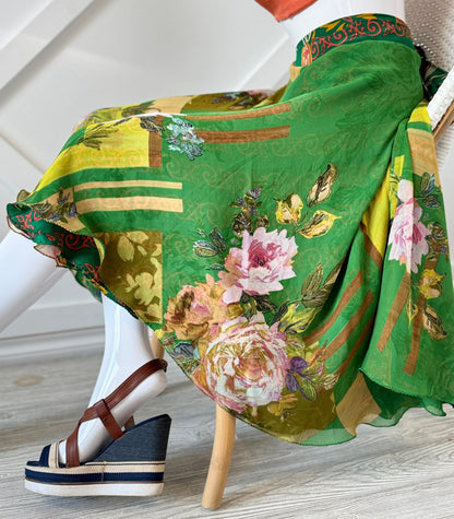 Festive XL tea skirt-ES004 - Rangeelaa- Fairtrade Sustainable Women's Clothingskirts