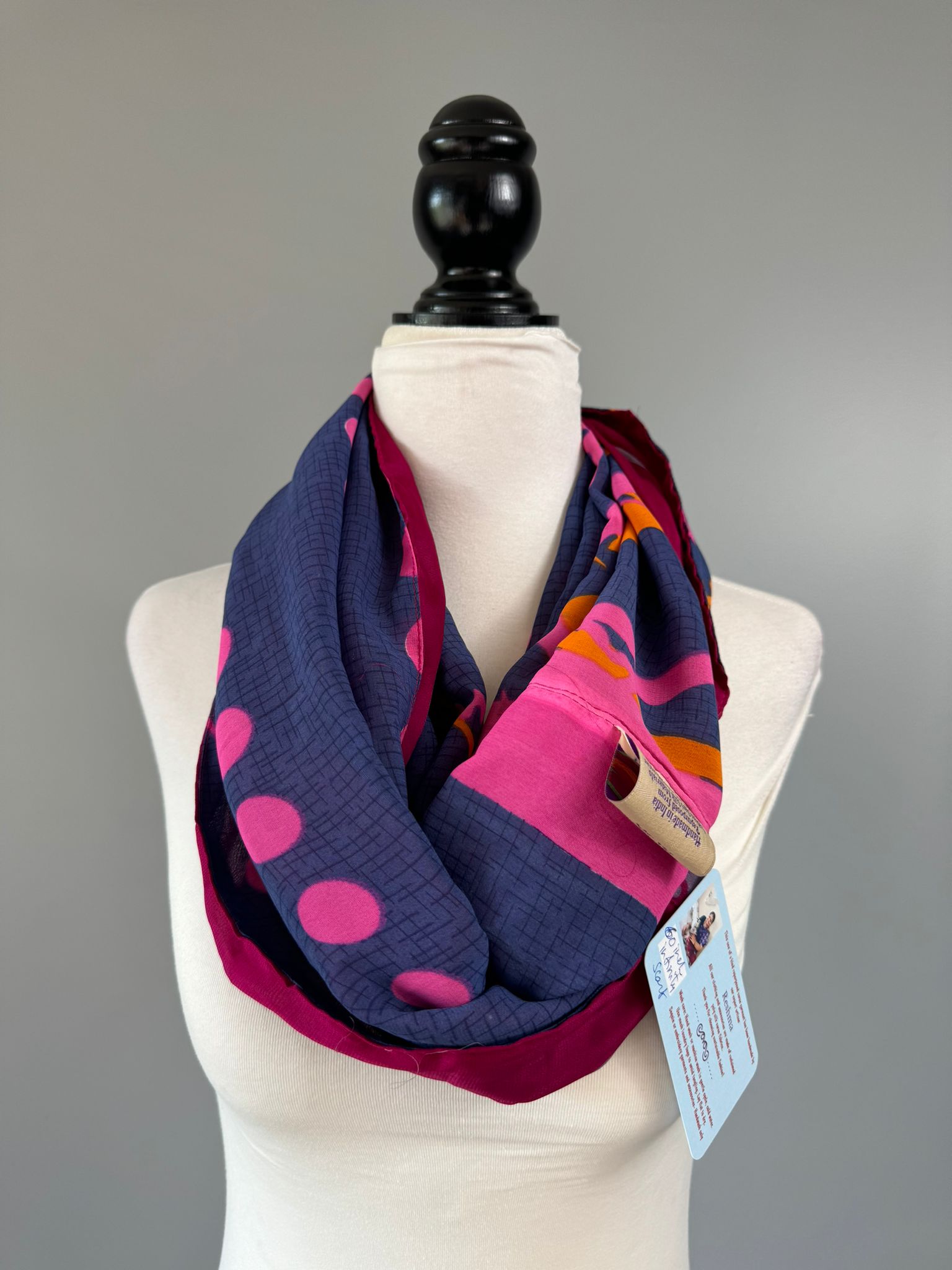 HFR 60 inch Reversible Infinity Scarf D06 - Rangeelaa - Fairtrade Sustainable Women's Clothing