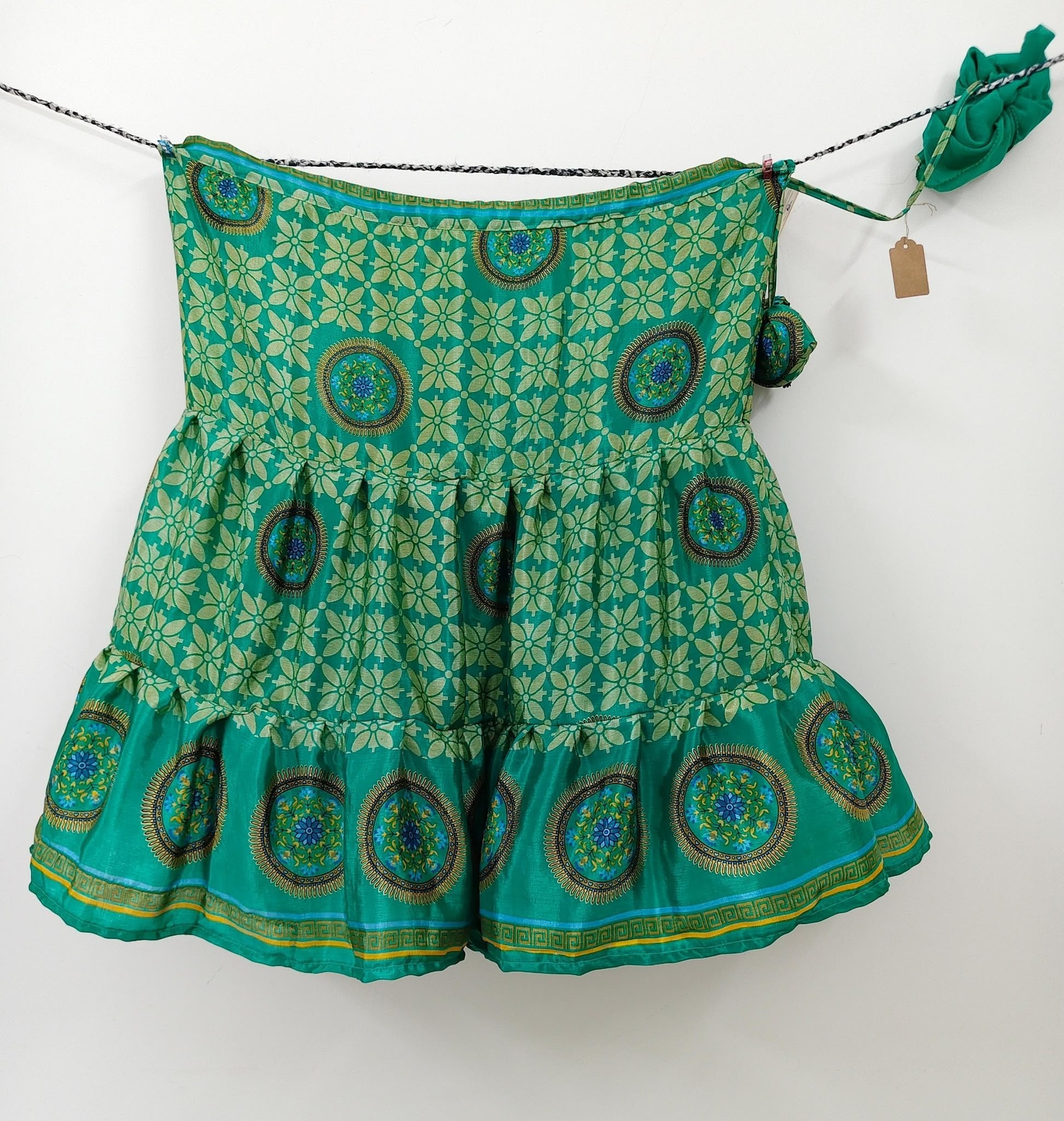 Maria.G-Embroidery Premium XL Ankle Drawstring Skaya Tiered Skirt with scarf - Rangeelaa- Fairtrade Sustainable Women's Clothing