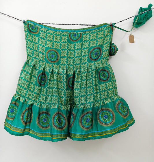 Maria.G-Embroidery Premium XL Ankle Drawstring Skaya Tiered Skirt with scarf - Rangeelaa- Fairtrade Sustainable Women's Clothing