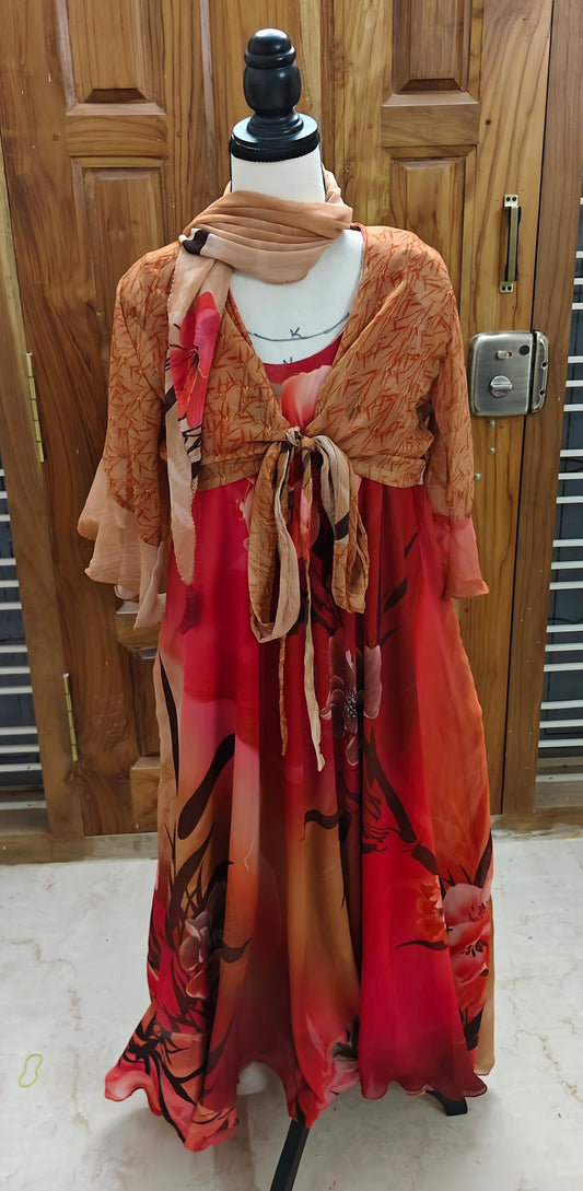 Nikki.L-Digital print Non Plus LINED Sakhi Dress-Dispatch Payment - Rangeelaa- Fairtrade Sustainable Women's Clothing