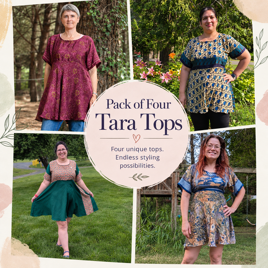 Pack of Four Tara Tops - Rangeelaa- Fairtrade Sustainable Women's Clothing