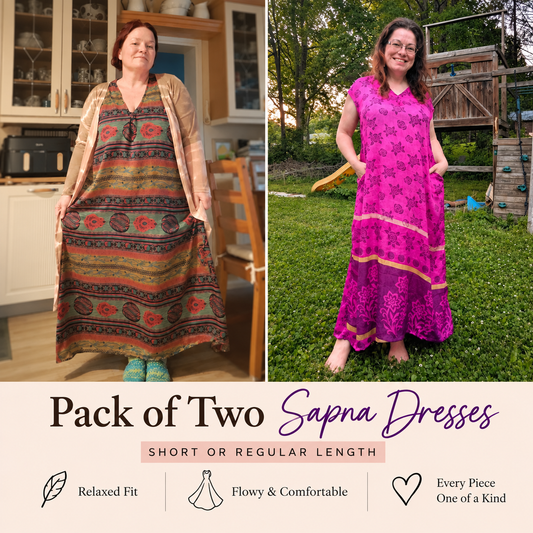 Pack of Two Sapnas (Short or Regular Length) - Rangeelaa- Fairtrade Sustainable Women's Clothing