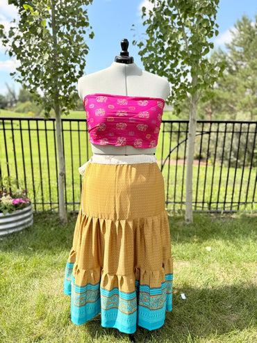 Plus Drawstring Skaya Tiered Skirt - J0105 - Rangeelaa - Fairtrade Sustainable Women's Clothing