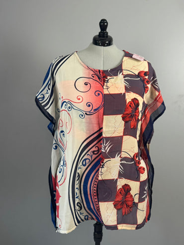 Plus Funky Kaftan Top - J0029 - Rangeelaa - Fairtrade Sustainable Women's Clothing