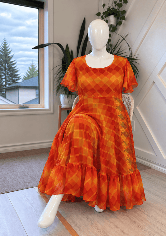 Plus Lined Ganga Dress with scarf-ED007 - Rangeelaa- Fairtrade Sustainable Women's Clothingdresses